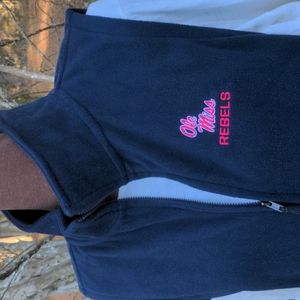 Stadium Athletics Navy  Stand-Alone Collar Full-Zip Fleece Vest with Two…